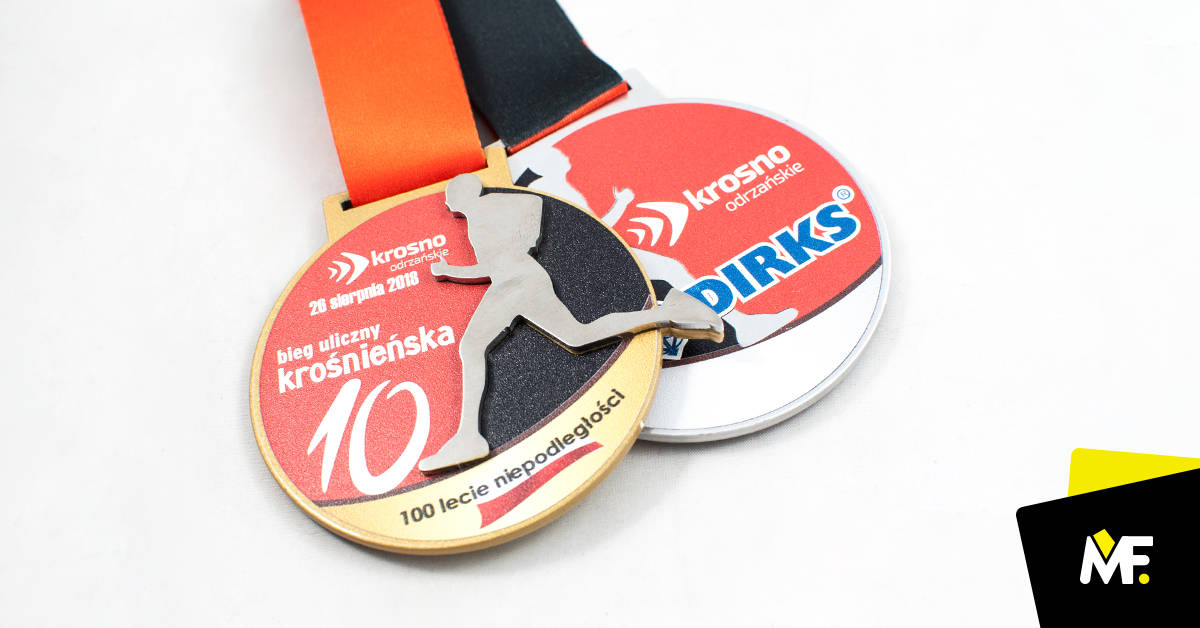 Medal sportowy na bieg uliczny "Krośnieńska 10" z okazji stulecia odzyskania niiepodległości